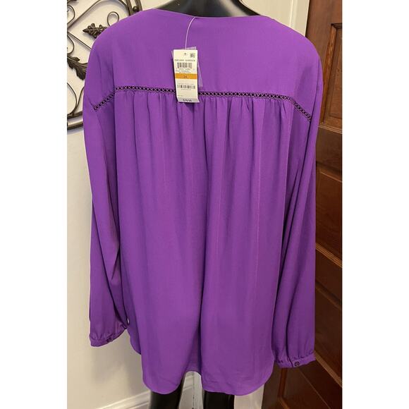 3X INC Dreamy Garden Long Sleeve Sheer Wrap Blouse Purple NWT - Picture 5 of 8